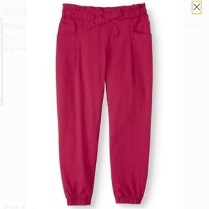 Girls paper bag waist elastic cute khaki pants